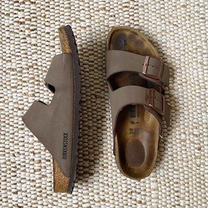 Birkenstock Arizona Sandals Mocha Rose Gold Hardware Size 39 Medium Narrow